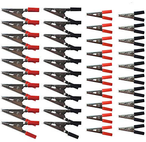 Senven 40pcs pinza de cocodrilo, pinza de cocodrilo de metal prueba de pinza de cocodrilo a través del trabajo de electricista, clip de aislamiento de metal la batería pinza de cocodrilo.