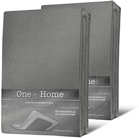 one-home 2er Pack Frottee Spannbettlaken Spannbetttuch 90x200 140x200 180x200 Baumwolle, Größe:90x200 cm - 100x200 cm, Farbe:Grau