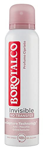 Borotalco, Deodorante Spray Invisible Rosa, Assorbe il Sudore e non Lascia Aloni, senza Alcool, Freschezza Continua, Profumo Cipriato, Deodorante Uomo e Donna, Flacone da 150 ml