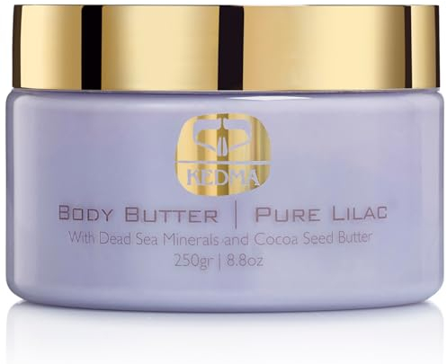 Kedma - Manteca Corporal Pura Lila - Manteca Corporal Nutritiva con Manteca de Cacao y Minerales del Mar Muerto - Para Pieles Secas y Codos Agrietados - 250g