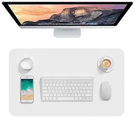 Hsurbtra Schreibtischunterlage,60 * 35cm,PU-Leder-Schreibtischmatte,Mauspad,Rutschfester Schreibtischschutz,wasserdichter Schreibtisch-Schreibblock für Büro und Zuhause,Weiß