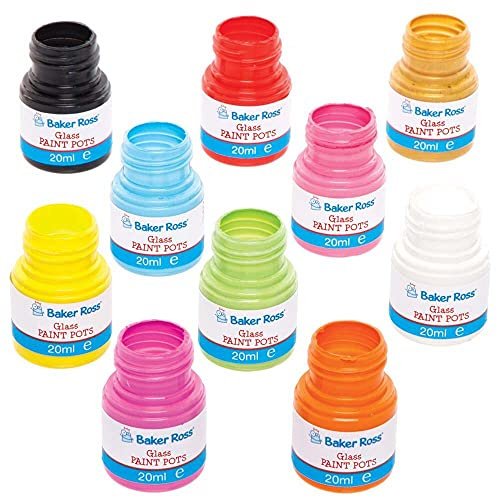 Baker Ross FE595 Peinture pour Verre - Paquet de 10, Céramique, Ensemble de Création pour Enfants
