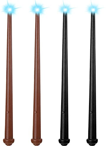 Sumind 4 Stück Zauberstab Leuchtend Kinder Magischer Zauberstab mit Licht und Sound Leuchtzauberstab für Zauberer Zauberlehrlinge Hexen Kostümzubehör für Halloween Cosplay Karneval, 35 cm