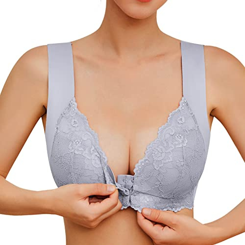 riou Sujetadores Mujer Push Up Tallas Grandes Cómodo Encaje Sexy Sujetador Delantero Abierto Bralette sin anillo de acero Chica Dama Chaleco Yoga Fitness Top Mujeres Fiesta Valentin Regalos