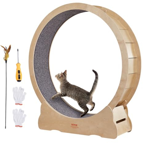 VEVOR Katzenlaufrad 1320x340x1415mm Laufrad Katzen aus Birken-& Pappelsperrholz Katzenrad Geräuscharm Abnehmbare Innenmatte Cat Wheel Geeignet für Katzen mit einem Gewicht von 8kg bis 14kg