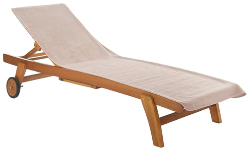 CalmyBEACH Housse de protection en tissu éponge pour chaise longue de jardin, 200 x 75 cm, 100 % coton, pour chaise longue de plage, beige