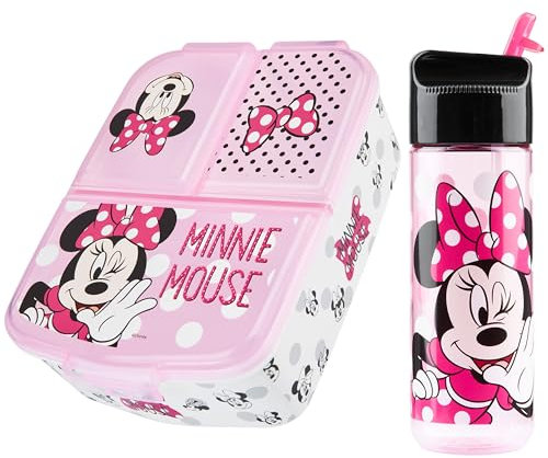 Disney Stitch Boîte à Goûter avec Compartiments et Gourde Enfant - Parfait pour l'École (Rose)