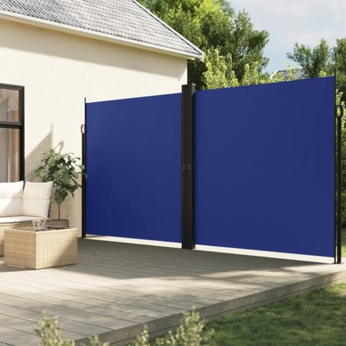 qohoio Seitenmarkise Ausziehbar Sichtschutz Garten Sichtschutz Ausziehbar Balkon Seitenmarkise Blau 220x600 cm