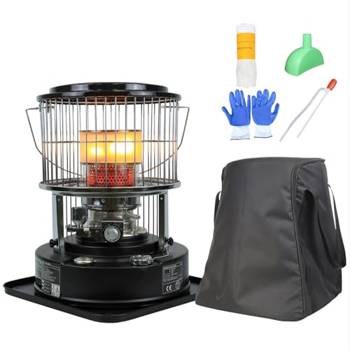 Petroleumofen, mit Automatischer Abschaltung Beim Umkippen, Tragbarer Campingheizer, zum Heizen, Kochen, Angeln, Jagen(Black)