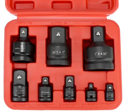 QWORK® 8 pièces jeu d'adaptateurs à chocs, en acier au chrome-molybdène, adaptateurs pour cléà douille 1/4 3/8 1/2 3/4