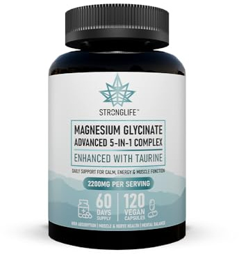 Magnesium 5-in-1 Capsules – 120 Capsules | 60-Day Supply | Glycinate, Citrate, Malate, Oxide, Lactate + Taurine | High Strength | Muscle, Energy, Sleep Support