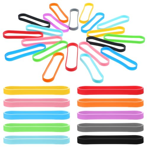 50pcs Colored Silicone Bands 3 Inches Silicone Rubber Bands, Wide Rubber Bands for Wallet Card Books Wrist Cooking Boxes Wraps Notebook Office Outdoor Packing Gift