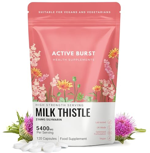 Milk Thistle High‑Strength 5400mg Tablets | 80% Silymarin | 25:1 Premium Seed Extract | Lab Tested for Heavy Metals | No Unnecessary Fillers or Additives | 120 Vegan Tablets, UK Made | GMP Certified