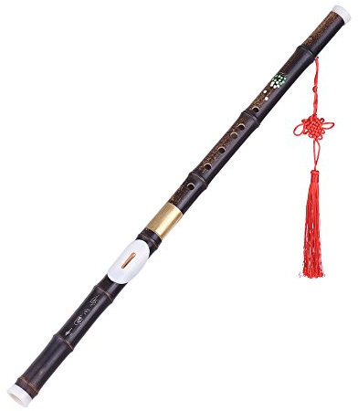 Generic Flutinstrument, Bawu Musical Instruments Bawu med 7 Tone Holes 1 Blow Hole G Key Dischable Black Bamboo Ba Wu Transverse Flute Pipe Musical Instrument för Nybörjare Musik