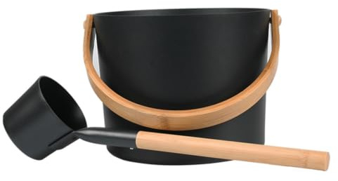 Sauna Bucket and Ladle Set,7L Aluminum Sauna-Bucket and Long Handle Ladle Kit,SPA Shower Bath Accessories,for Spa Home Sauna,Sauna Steam Accessories Kit with Sauna-Ladle and Bucket