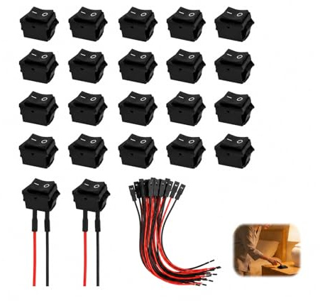 20PCS Mini interrupteur à Bascule, Bouton On Off Pour Commande Électrique Simple, Bouton Switch Interrupteur 2 Positions Pour Circuits Basse Tension Et Usage Quotidien Polyvalent