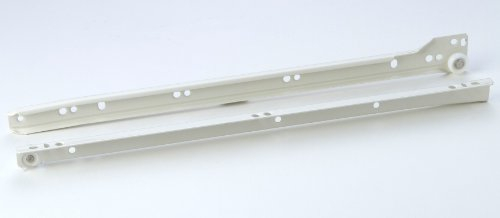 1 Paar Rollschubführung Schubladenführung Schubladenauszug Teilauszug, Metall weiss, Belastbarkeit 25kg mit Selbsteinzug, Länge 450mm, aufliegende Montage