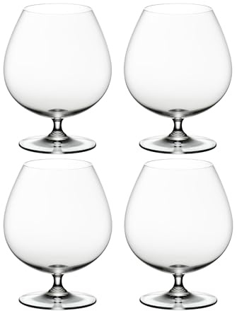 Riedel Vinum Crystal Brandy Glass (Set of 4) - Dishwasher Safe, Premium Machine-Made Cocktail Glasses