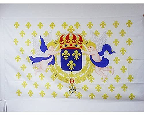 AZ FLAG - Drapeau Roi de France Fleur de Lys - 90x60 cm - Drapeau Royaliste Français 100% Polyester Avec Fourreau et Cordelette - Pavillon 50 g