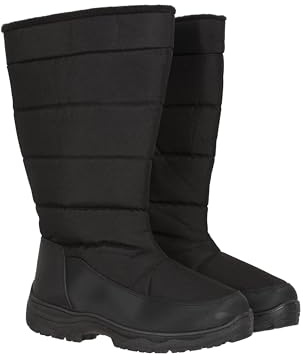 Mountain Warehouse Icey Womens Long Snow Boots - Water Resistant, Snowproof & Warm Shoes with Sherpa Fleece Lined - For Winter, Walking & Outdoors Black Adult Shoe Size 4