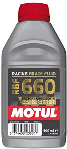 Liquide de frein Motul RBF 660 Pro Racing - 1/2L. 847205 / 101667 pour systèmes de freinage haute performance et conditions extrêmes