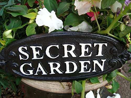 Cast Iron Garden Patio Wall Plaque Sign SECRET GARDEN