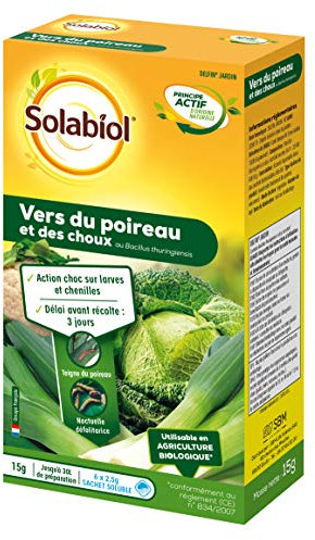 SOLABIOL Vers Du Poireau & Des Choux - 15g - 30L De Solution - Action Choc Sur Les Larves & Chenilles - 6 Sachets Hydrosolubles - Utilisable En Agriculture Biologique SOPOIR15