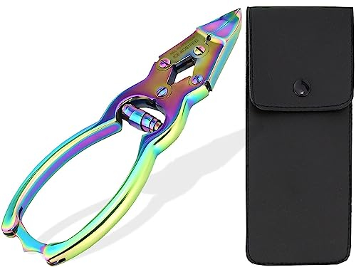 Nagelzange mit Doppelübersetzung Titan für starke Fußnägel 4-Fach Verschraubt Pediküre Nagelknipser Fußnagelzange mit Pufferfeder für die Fußpflege Edelstahl Rostfrei (15,5 cm)