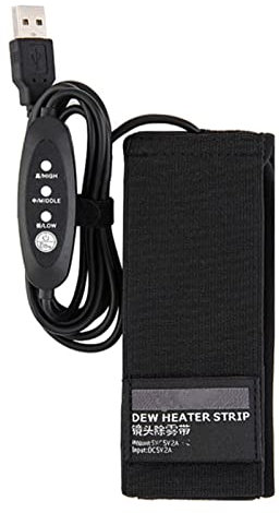 Riscaldatore dell'obiettivo, cintura riscaldamento antiappannamento dell'obiettivo della fotocamera, riscaldatore USB 5V del telescopio, 3 livelli di temperatura anticondensa