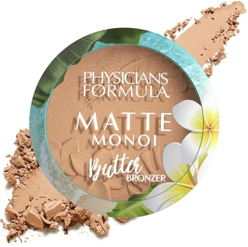 Physicians Formula, Bronceador de Manteca de Monoï Mate, Polvo Duradero con Manteca de Monoï, de Murumuru, de Cupuaçu, de Tucuma, Ácidos Grasos Esenciales - Pro-vitaminas, Bronceador Ligero Mate