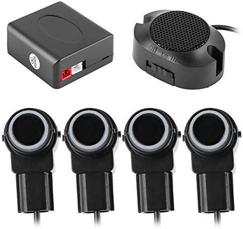 VBESTLIFE Système de de Stationnement, Système de de Recul de Véhicule de Voiture avec 4 Capteurs de Stationnement Sonde Buzzer Sortie Avertissement Sonore pour