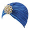 EORUBE Damen Turban Hut mit Kristall Brosche Exotisch Indischer Turban Hut 1920s Damen Fasching Kostüm Accessoires (Brosche Stil 1 - Blau)