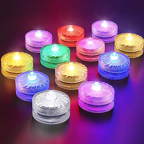 HL Candele LED senza fiamma Tea Lights, mini luce subacquea, 100 ore di illuminazione a LED per laghetto Luci decorative per laghetto, piscina, acquario, vaso, vasca da bagno, spa, festa, festival