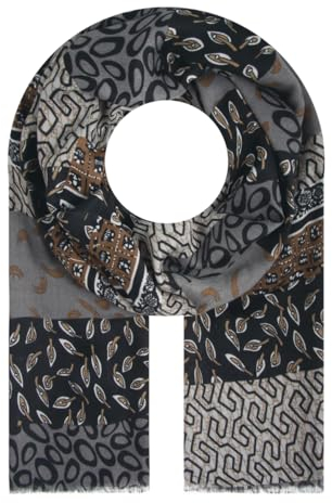 Majea Damen Halstuch Tuch Kopftuch Schal Damen-Schal Stola (schwarz 2)