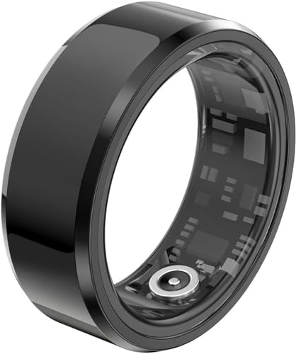 Bluetooth Smart Fitness-ring, hälsoövervakningsring för dataövervakning av stegräknare fitness, appkontroll, vattentät (BLACK)