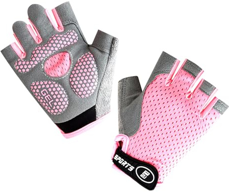 aifitbre Kids Bike Gloves - Breathable Biking Gloves for Kids Silicone Anti-Slip Comfortable for Child Cycling Riding Biking, Pink