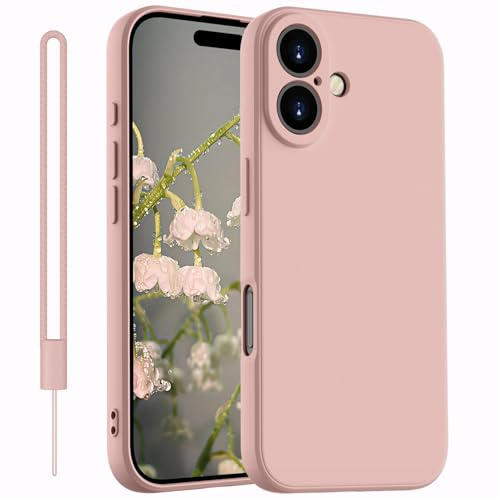 Kukiwhy für iPhone 16 Plus 5G Hülle,Dünne mit Microfiber Hanyhülle für iPhone 16 Plus aus flüssigem Silikon mit Kameraschutz,Kratzfeste stoßfeste Schutzhülle für iPhone 16 Plus Case 6.7''(2024) Rosa