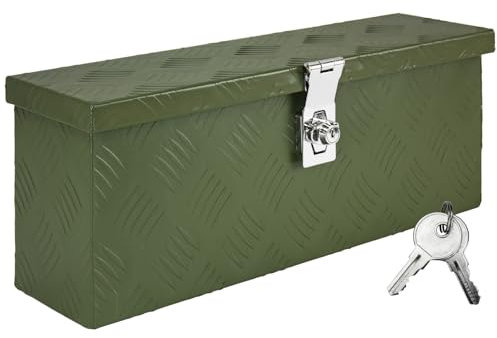 Trucky Deichselbox Grün Werkzeugkasten Truckbox Alu Box Anhänger Kiste mit Deckel Abschließbar Alubox Transportbox Werkzeugbox Aluminium Aufbewahrungsbox D015