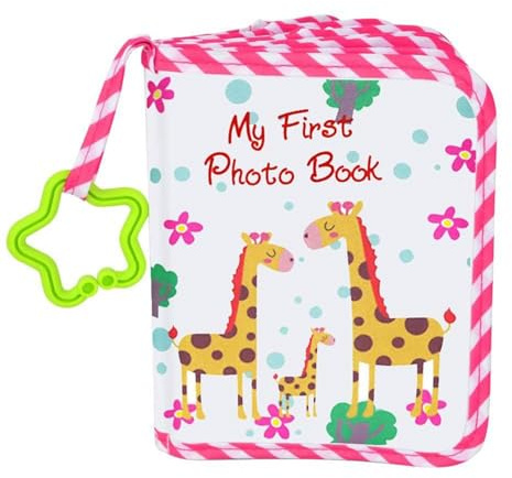 Mitt fotoalbum 5,5 × 7 tum familj giraff tecknad PVC fotoalbum baby tygbok Langlebig Leicht Zu Reinigen album för fotosamlare och nyfödda