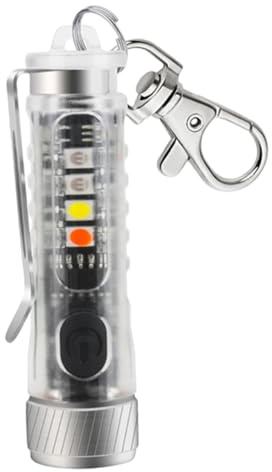 ROMISBABA Mini Lampe de Poche LED Rechargeable Porte-clés Torche Compacte Transparente Blanche avec Luminosité Réglable pour Camping Randonnée et Urgence Extérieure
