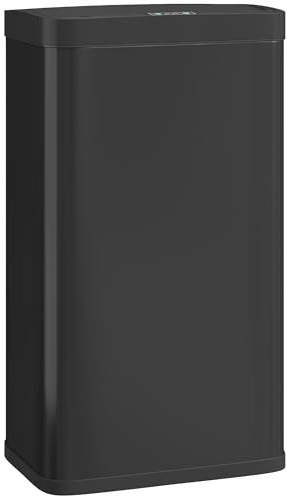 HOMCOM Cubo de Basura Cocina Automático 45 L, Papelera de Cocina de Metal con Sensor Infrarrojo, Cierre Suave, Cubo Interior Extraíble, Antihuellas, para Oficina, Hogar, Negro