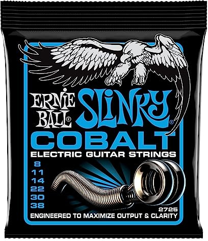 Ernie Ball Extra Slinky Cobalt Electric Guitar Strings, 8-38 Gauge (P02725)
