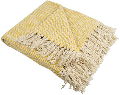 DII Chevron Throw Collection Handloomed Cotton, 50x60, Marigold