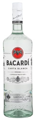 BACARDÍ Carta Blanca Superior White Rum, 37.5% ABV, 100cl / 1l, Iconic Caribbean Rum Perfect for Cocktails