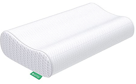 UTTU Oreiller en Mousse à Mémoire de Forme, Oreiller de Literie Ergonomique, Réglable en Hauteur, Confort Respirant, Housse Lavable en Bambou 60x36x13/11 cm