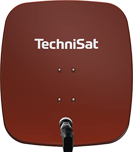 TechniSat SATMAN 65 Plus - Antena parabólica para 2 abonados (Antena parabólica de 65 cm con Soporte de mástil y LNB Doble Universal de 40 mm) Rojo
