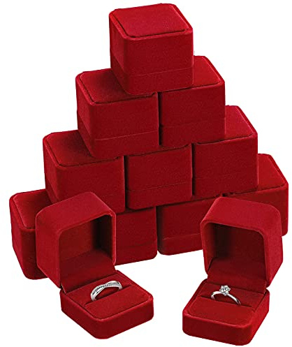 Zhanmai 12 Pcs Velvet Ring Box Jewelry Box Earring Jewelry Case Gift Boxes for Women Wedding Anniversary 2.12 x 1.77 x 2 Inch(Red)