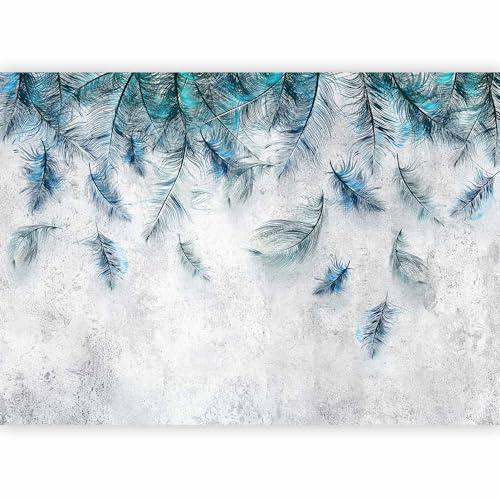 murando - Papier peint panoramique artistique 350x256 cm - Revêtement mural décoration pour chambre salon cuisine - Design unique et moderne - Gris bleu - Texture de fond de plumes f-C-0489-a-a