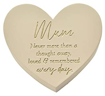 Widdop and Co Thoughts Of You Sentiment - Placa decorativa de corazón marfil para tumba