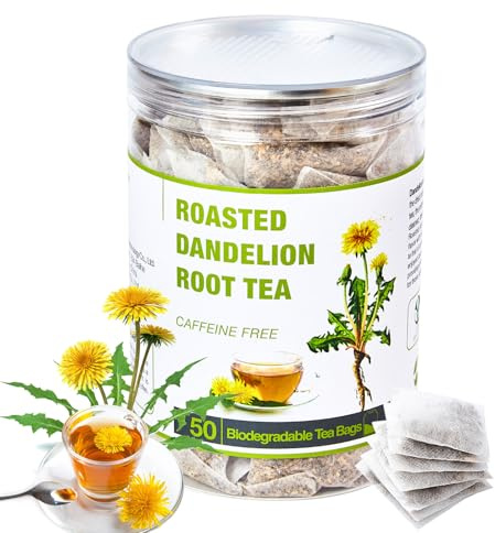 50 Bags Roasted Dandelion Root Tea Bags, 2.5/Bags, Natural Dried Dandelion Root, Dandelion Tea Loose Leaf, Caffeine Free, Health Herb Teas